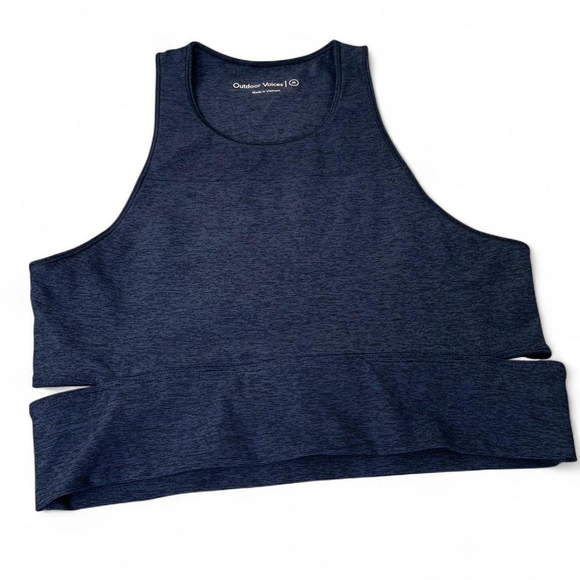 Outdoor Voices Navy Blue Slash Back Crop Top - Size M - Picture 1 of 6